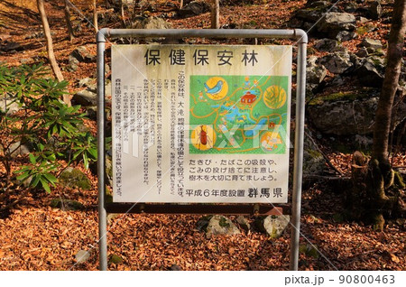 保全保安林　看板　けさかけ橋　小中大滝　紅葉　 90800463