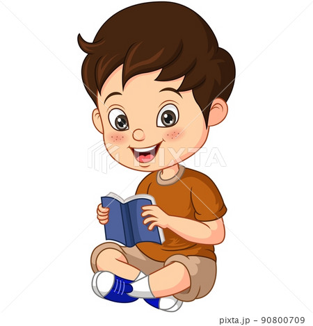 Cute little boy reading a book 90800709