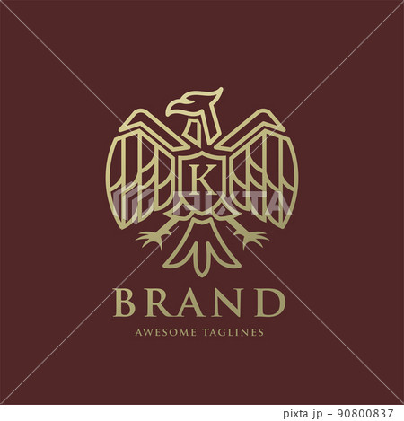 heraldic eagle linear with letter k logo vector heraldic eagle linear with letter k logo vector 90800837