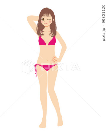 働く女性イラスト 全身 水着 茶髪のイラスト素材 [90801120] - PIXTA