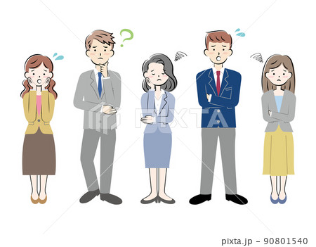 悩んでいるスーツ姿の人々　全身　複数 90801540