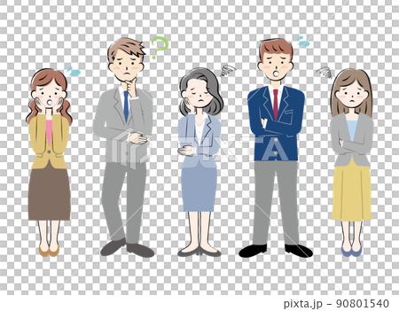 悩んでいるスーツ姿の人々　全身　複数 90801540