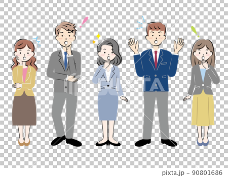 驚いているスーツ姿の人々　全身　複数 90801686