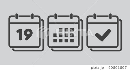 Vector icon page calendar number 19, genda, done 90801807