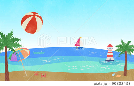 かわいい夏の海イメージのイラスト　02 90802433