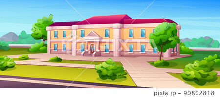 Cartoon education building exterior of college, school or university campus Cartoon education building exterior of college, school or university campus 90802818