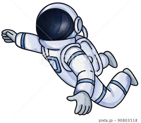 Cosmonaut in space. Astronaut spacecraft rocket in open space watercolor icon png 90803518