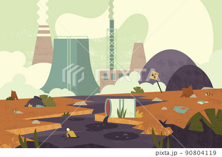 Flat environmental disaster with chemical radioactive hazardous waste 90804119