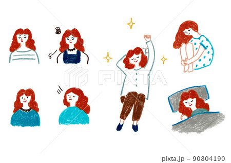 いろいろな表情の女性 90804190