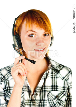woman with headset woman with headset 90804289