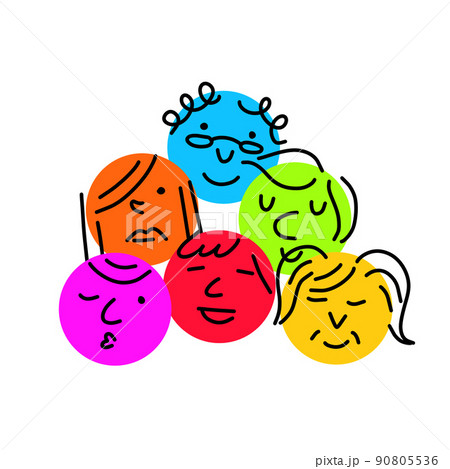 Pile of Various bright basic Geometric Figures with face emotions. Pile of Various bright basic Geometric Figures with face emotions. 90805536