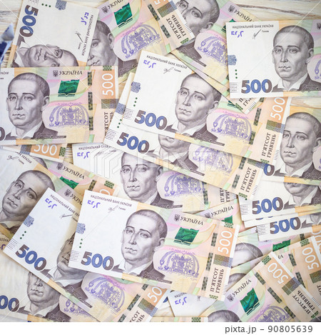 Ukrainian hryvnia, new 500 hryvnia bills. Hryvnia UAH Financial background with hryvnia 90805639