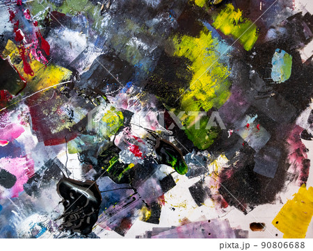 artist's palette of colorful oil paint for drawing and painting 90806688