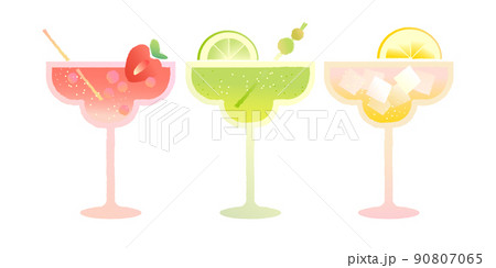 Cocktail glass set vector gradient flat illustration 90807065