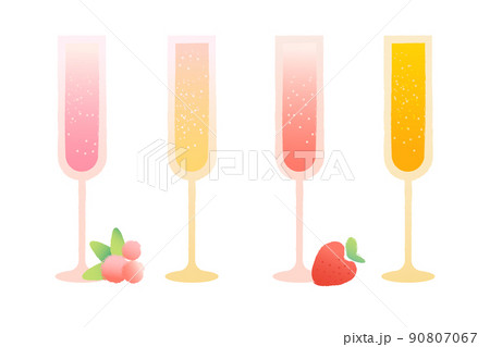 Vector illustration set champagne glasses with berries 90807067