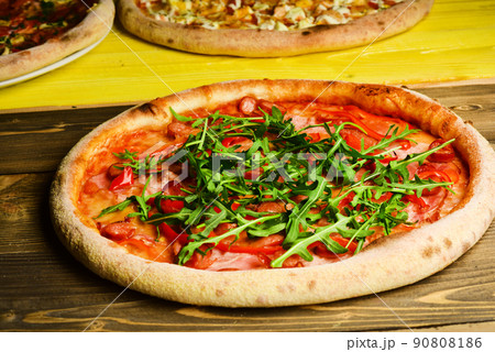 American pizza and pizzeria. Take away food with white sauce American pizza and pizzeria. Take away food with white sauce 90808186