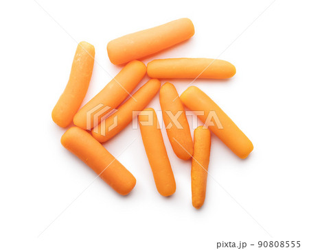 Baby carrot vegetable. Mini orange carrots isolated on white background. 90808555