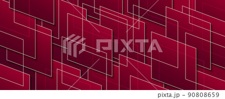 Abstract red square shape background. Modern square geometric shape overlap pattern with shadow. Suit for wallpaper, backdrop, poster, banner, flyer, brochure, website. Vector illustration 90808659