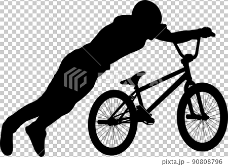 BMX stunt silhouette - vector artwork 90808796