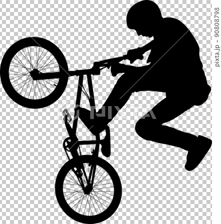 BMX stunt silhouette - vector artwork 90808798