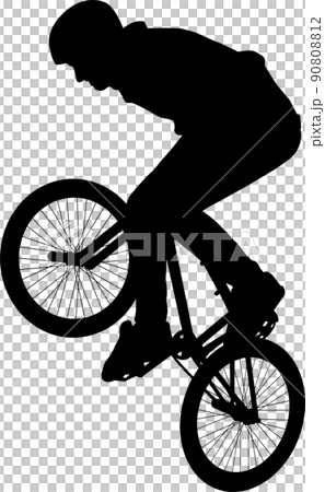 BMX stunt silhouette - vector artwork 90808812