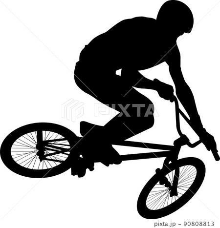 BMX stunt silhouette - vector artwork 90808813