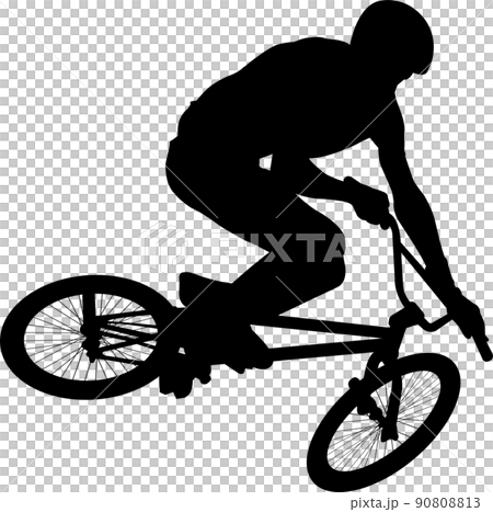 BMX stunt silhouette - vector artwork 90808813