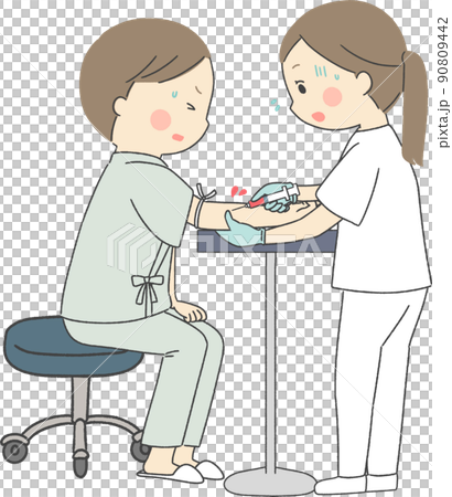 採血に失敗する女性看護師 90809442