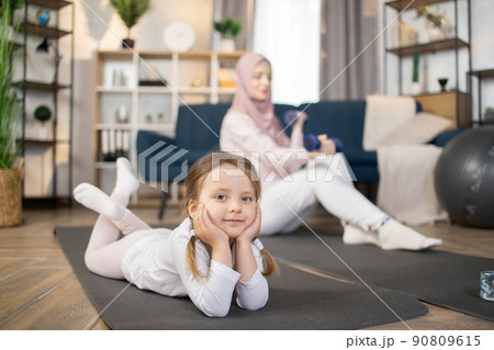 Morning sports and health gymnastics at home. Morning sports and health gymnastics at home. 90809615