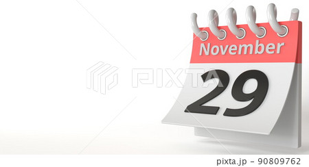 November 29 date on a tear-off calendar, 3d rendering 90809762