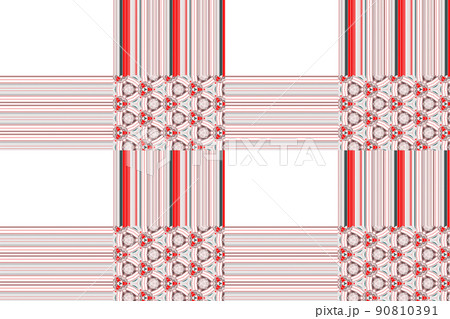 Squares Of Pattern And Stripes Red And White Repeat Pattern 90810391