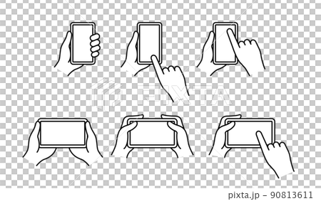 Illustration of operating a smartphone 90813611