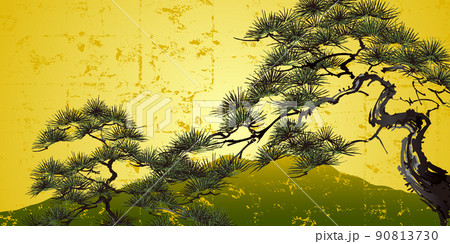 金屏風 松 ラベル 金屏風 松 ラベル 90813730