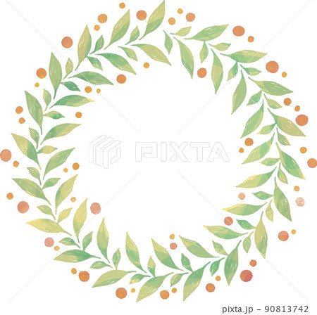 ボタニカルのフレーム 季節のリース 春夏のイラスト素材