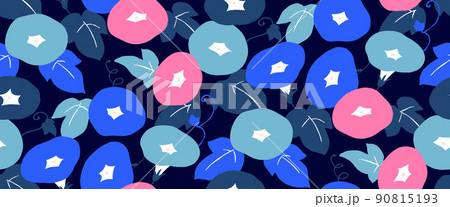 シンプルな朝顔のシームレスなパターン-手描き-1リピート シンプルな朝顔のシームレスなパターン-手描き-1リピート 90815193