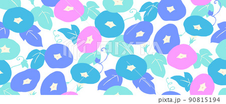 シンプルな朝顔のシームレスなパターン-手描き-1リピート 90815194