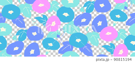 シンプルな朝顔のシームレスなパターン-手描き-1リピート 90815194