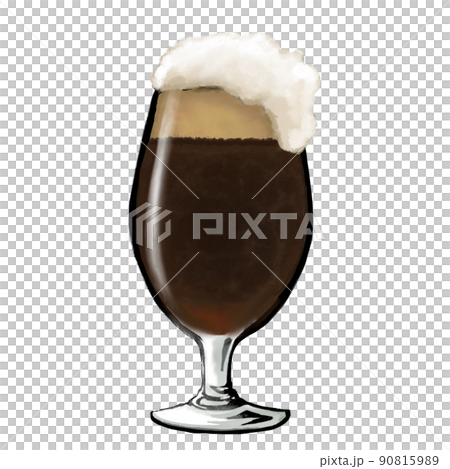 泡があふれる黒ビール(グラス入り)の水彩イラスト素材 泡があふれる黒ビール(グラス入り)の水彩イラスト素材 90815989