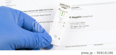 Negative test result by using rapid test device for COVID-19. Negative test result by using rapid test device for COVID-19. 90816186