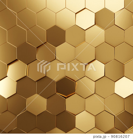 Futuristic gold hexagonal texture background. 3d rendering Futuristic gold hexagonal texture background. 3d rendering 90816207