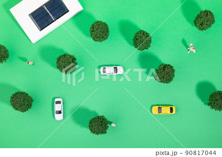 protection of the environment, automotive model and miniature person photovoltaic model photo 90817044