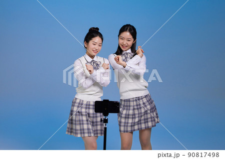 mz generation, asian girl students who shoot short forms photos images 90817498