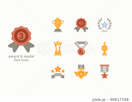 flat eicon, awards and medal vector icon 90817588