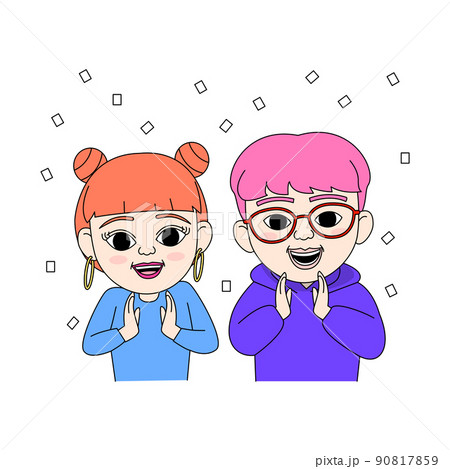 mz generation, applause, woasian man and male vector emoticon mz generation, applause, woasian man and male vector emoticon 90817859