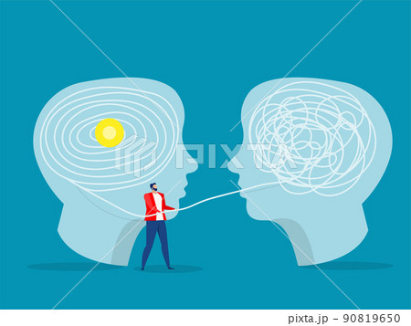 The opposite mindset chaos and order in thoughts, Businessman Problem solution as complete difficult and messy task person concept. vector illustration 90819650