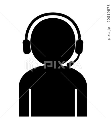 ヘッドセットを着けている人のシルエットのイラスト素材