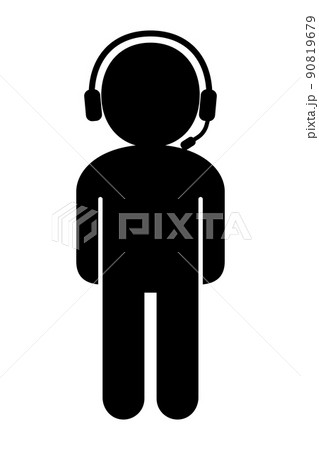 ヘッドセットを着けている人のシルエットのイラスト素材
