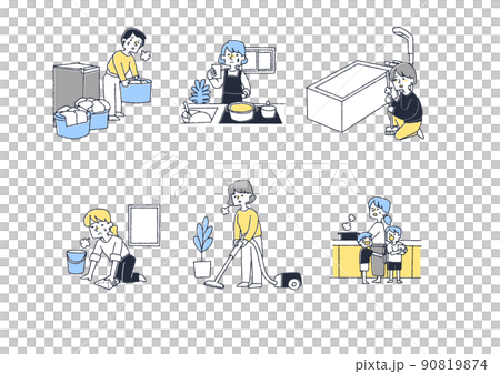 一組被日常瑣事追逐的女性,一個滑稽的手寫人,一個矢量,一個線條畫和一個顏色 一組被日常瑣事追逐的女性,一個滑稽的手寫人,一個矢量,一個線條畫和一個顏色 90819874