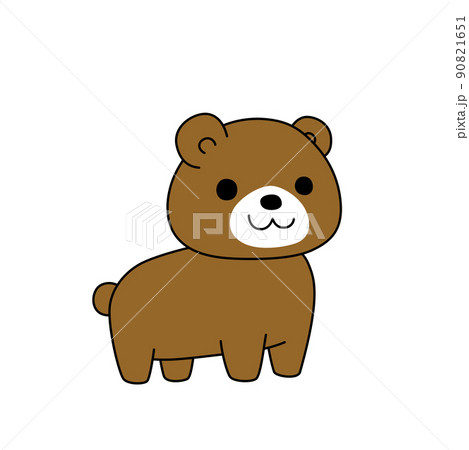 シンプルで可愛いクマのイラスト 白背景 ベクター 主線あり クリップアートのイラスト素材