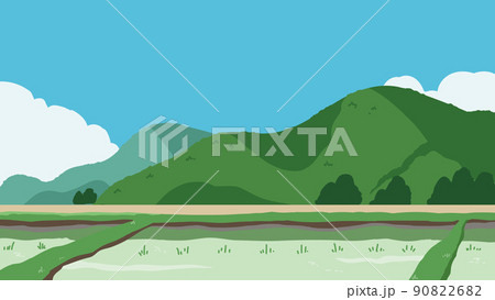 田んぼと山 青空 田んぼと山 青空 90822682
